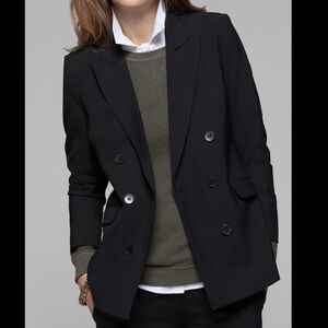 Theory Gilda Double Breasted Black Wool Blend Blazer 2